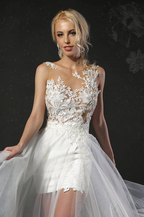 Carina- Short wedding dress with detachable overskirt [4]