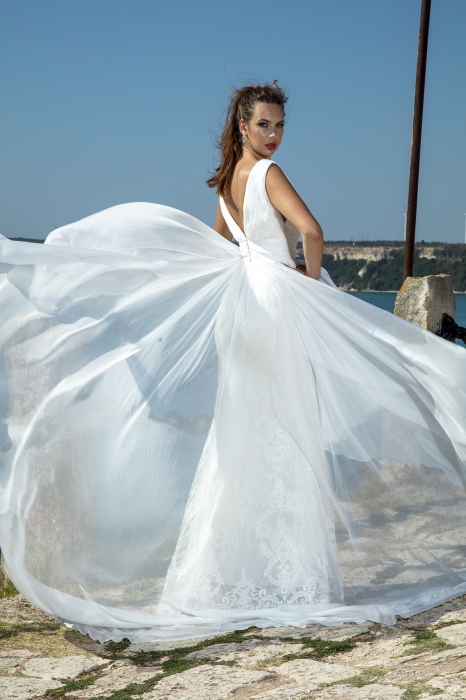 Chiffon & lace wedding gown- Fonda [5]
