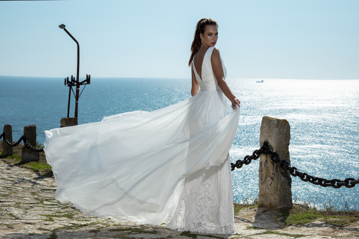 Chiffon & lace wedding gown- Fonda [4]