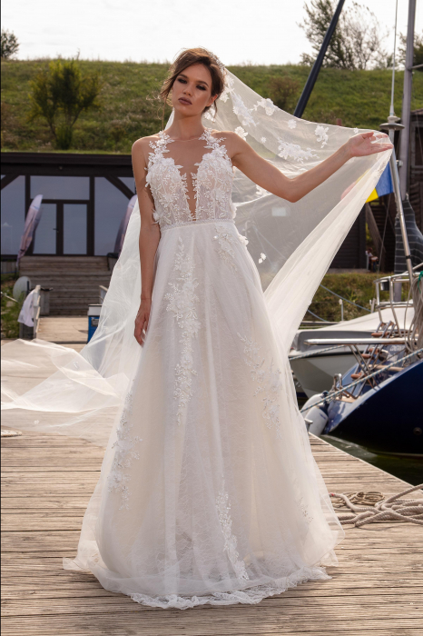Concetta- A-line 3D flowers wedding dress [3]