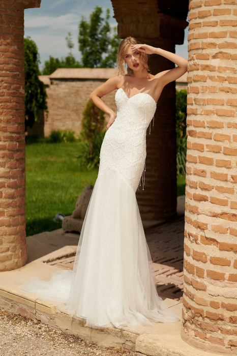 Beaded Fringe Sparkling Mermaid Wedding Dress [1]