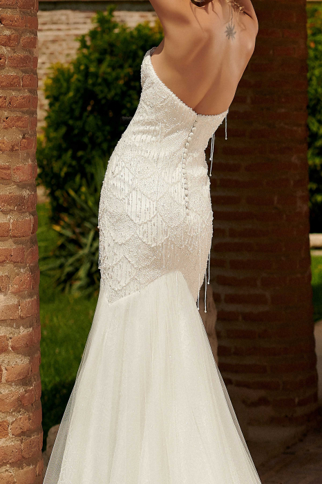 Beaded Fringe Sparkling Mermaid Wedding Dress [8]