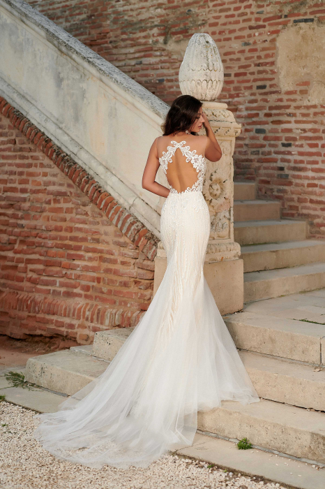 Exquisite Open Back Sexy Modern Lace Mermaid Wedding Dress [5]