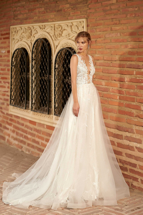 Ethereal Floral Lace A Line Wedding Dress [1]