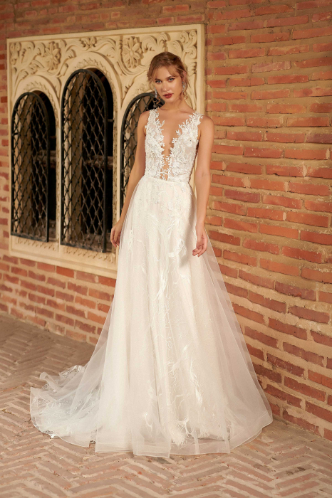 Ethereal Floral Lace A Line Wedding Dress [3]
