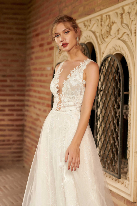 Ethereal Floral Lace A Line Wedding Dress [4]