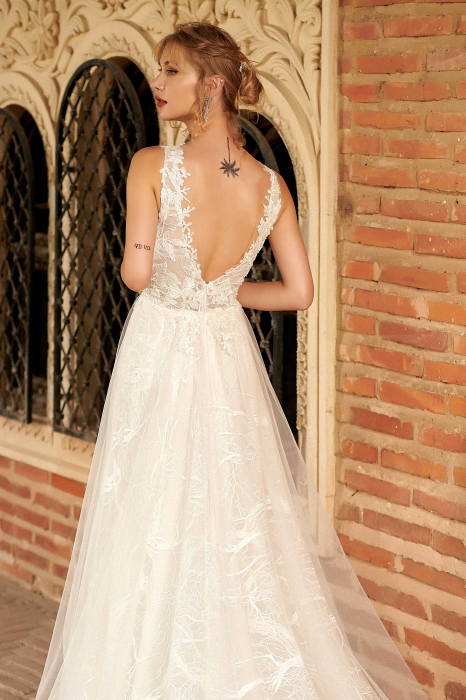 Ethereal Floral Lace A Line Wedding Dress [6]