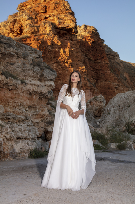 Long Sleeve Open Back Bohemian Lace wedding Dress [5]