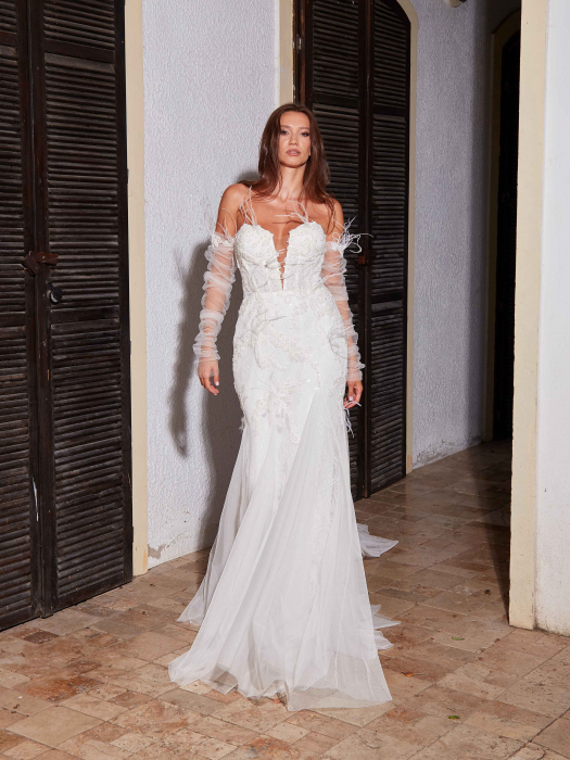 feathers mermaid wedding dress [6]