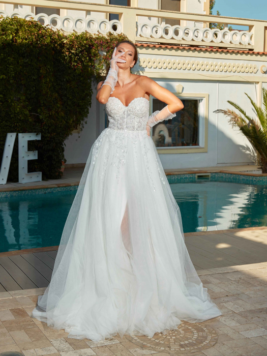 Slit a-line sparkling wedding dress [4]