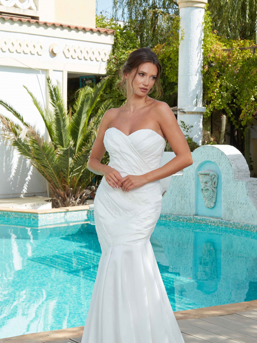 Minimalist satin mermaid wedding dress [6]