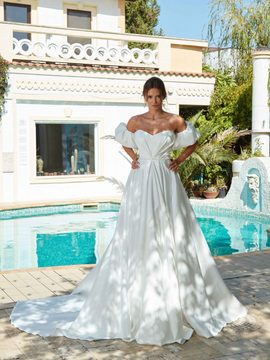 Satin a line wedding dress [1]