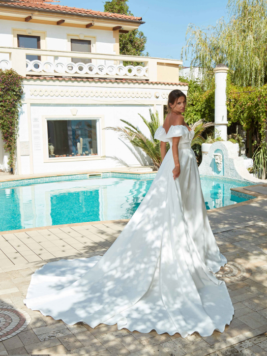 Satin a line wedding dress [2]
