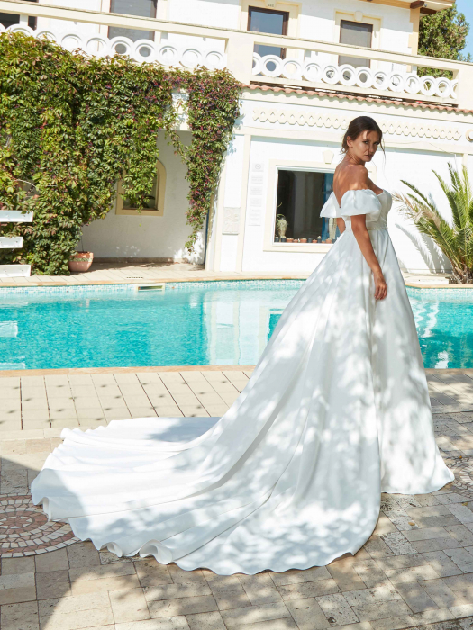 Satin a line wedding dress [7]