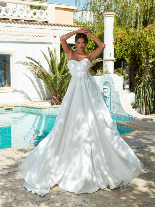 Satin a line wedding dress [5]