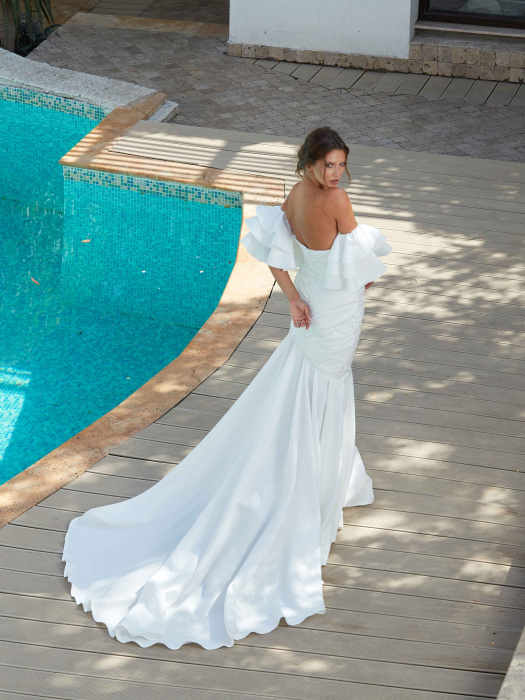 draped satin mermaid wedding dress [6]