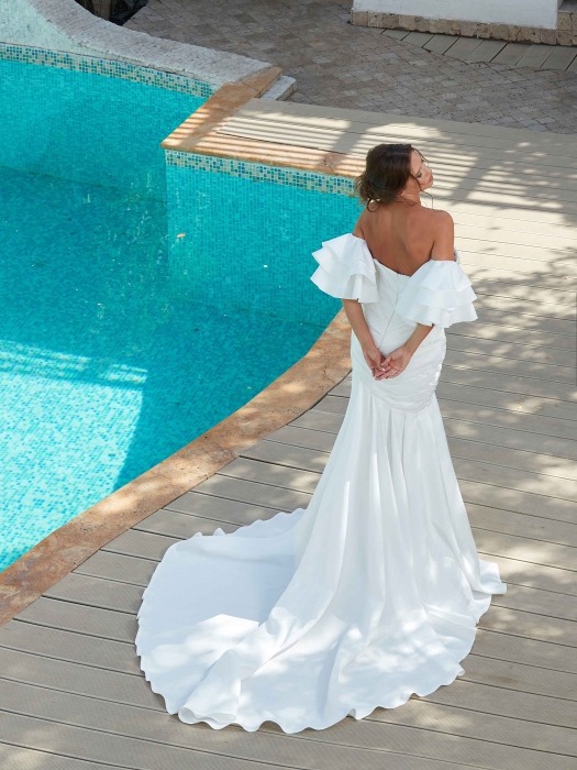 draped satin mermaid wedding dress [5]