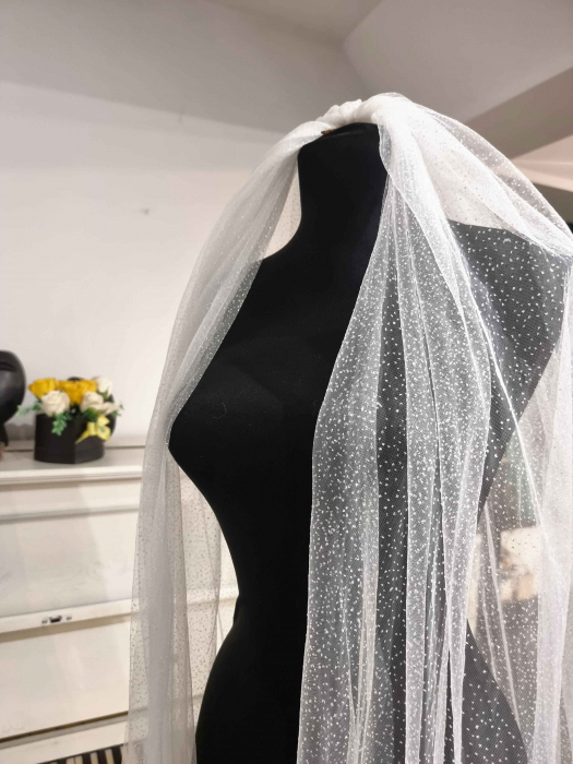 One tier glitter wedding veil [3]