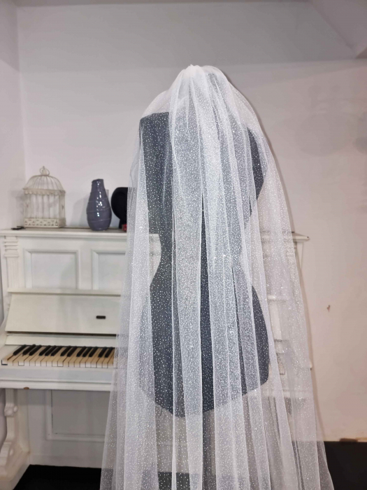 One tier glitter wedding veil [2]