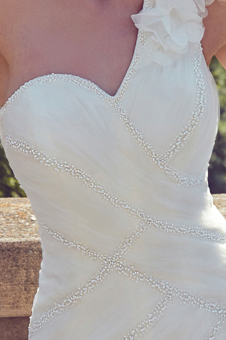 Asymmetrical One-Shoulder Flowers Mermaid Wedding Dress [3]