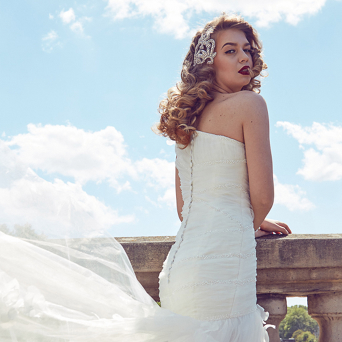 Asymmetrical One-Shoulder Flowers Mermaid Wedding Dress [5]