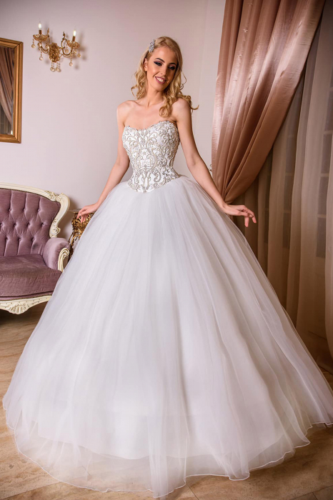 Crystals Corset Ball Gown Tulle Wedding Dress [1]