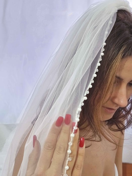 Pearls beaded edge bridal veil [2]