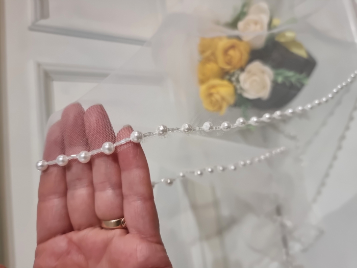 Pearls beaded edge bridal veil [6]