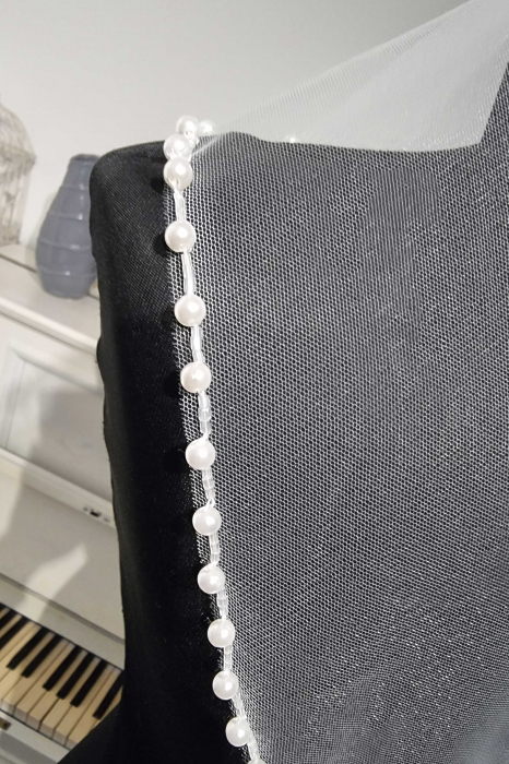 Pearls beaded edge bridal veil [4]