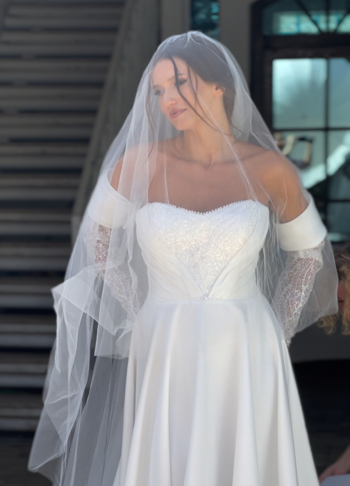 Two tiers simple wedding veil [5]