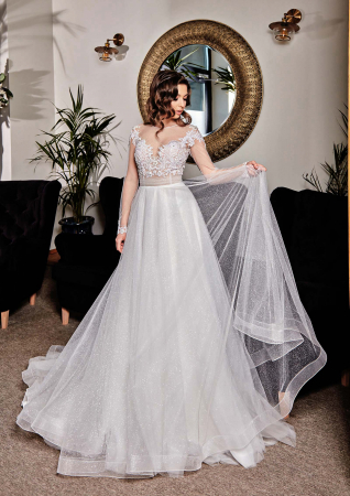 Glittery long sleeves wedding dress [3]