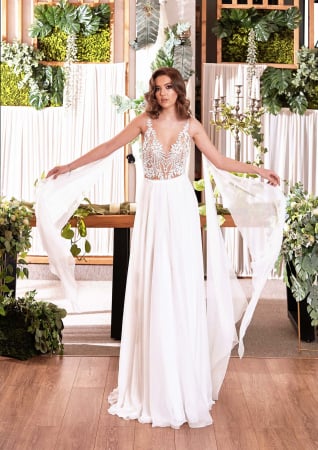 SOFT CHIFFON & LACE OPEN BACK WEDDING DRESS [5]