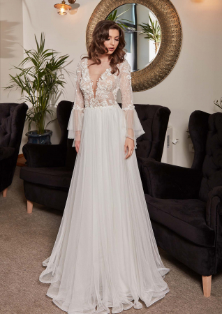 Bohemian a line wedding dress [2]