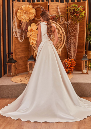 Asymmetrical One-Shoulder Satin A-Line Wedding Dress [2]
