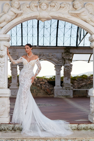 Lace mermaid wedding dress with long sleeves [5]