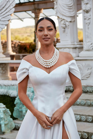 Simple satin wedding dress with corset bodice [5]