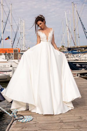 Charisma- A-line satin & lace wedding dress