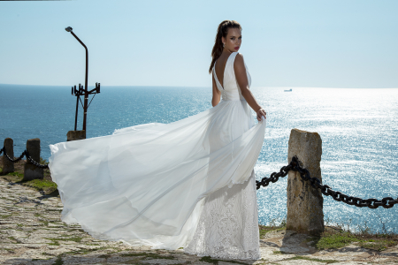 Chiffon & lace wedding gown- Fonda [3]