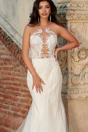 Exquisite Open Back Sexy Modern Lace Mermaid Wedding Dress [5]