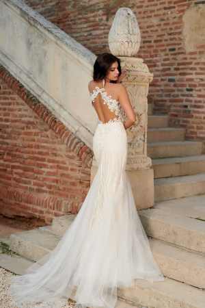 Exquisite Open Back Sexy Modern Lace Mermaid Wedding Dress [3]
