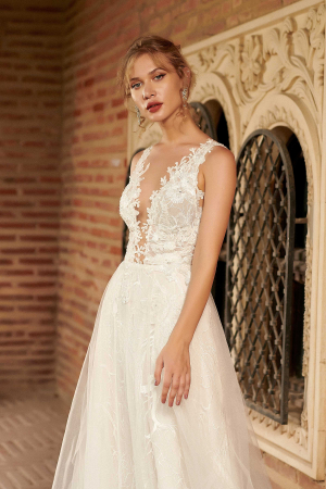 Ethereal Floral Lace A Line Wedding Dress [3]