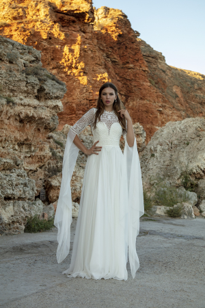 Long Sleeve Open Back Bohemian Lace wedding Dress [3]