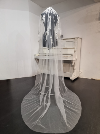 Long bridal veil with beaded lace accents [5]