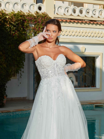 Under $1000 - Slit a-line sparkling wedding dress