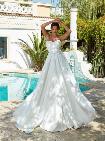 Satin a line wedding dress [4]