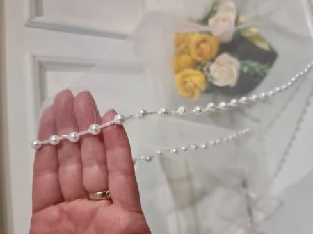 Pearls beaded edge bridal veil [5]