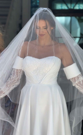 Two tiers simple wedding veil [3]