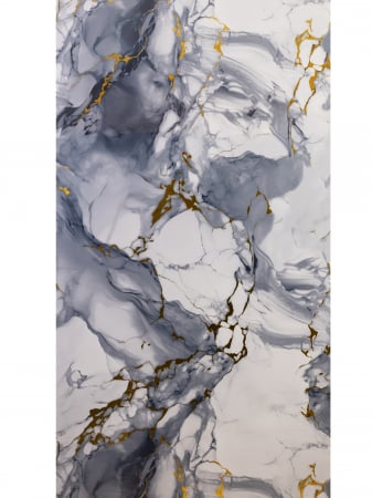 Plăci decorative marmorate - Azure Royal Shine Marble – Placa PVC Marmura Albastru Cu Auriu