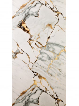 Plăci decorative marmorate - Emerald Gold Shine Marble – Placa PVC Marmura Auriu Cu Verde Si Alb