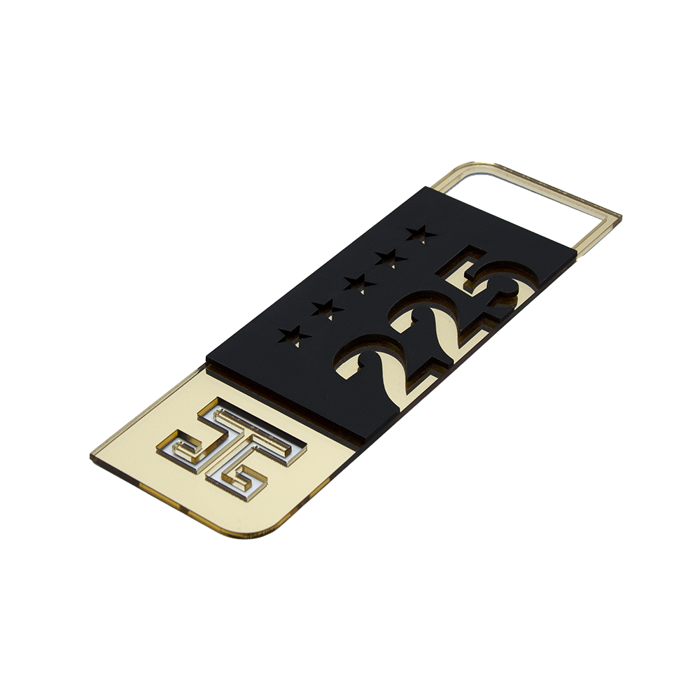 Plăcuță cameră hotel din plexiglas auriu oglindă și negru cu simbol H și număr decupate cu laser [3]